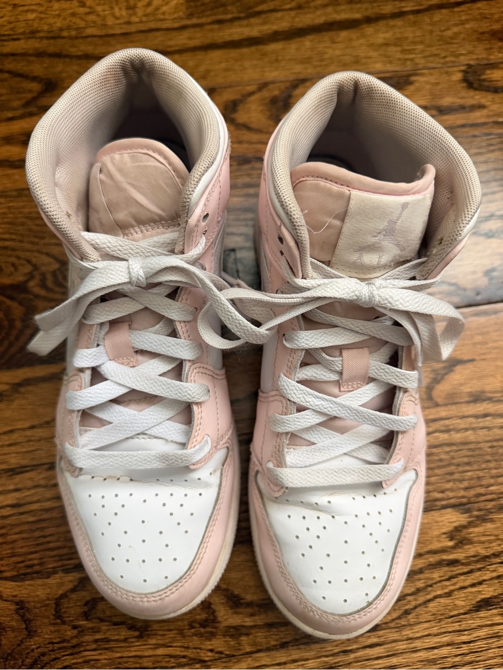 Jordan Girls Pink and White High-Top Sneakers